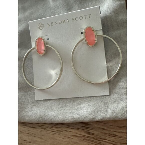 Kendra Scott Mayra Open Frame Earrings Iridescent Coral Illusion NEW $78 Gold - Picture 2 of 3